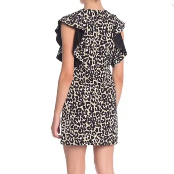 Laundry By Shelli Segal Women's 4 Leopard Print Mini Dress Flutter Sleeves - Picture 3 of 14